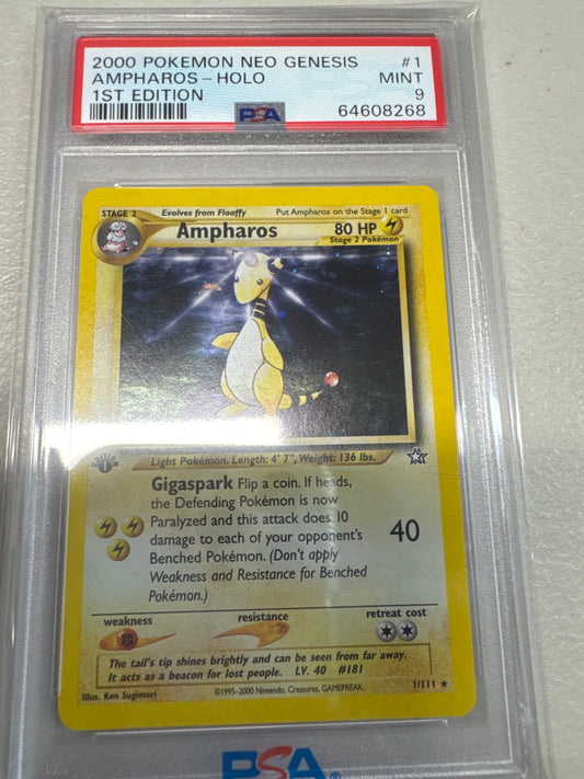 Pokemon Ampharos holo 1st edition 1/111 PSA 9