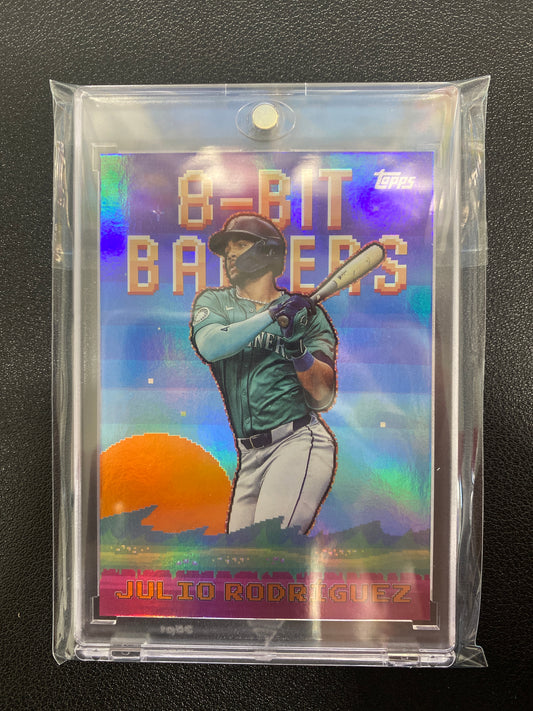 2025 Topps Series 1 Celebrations Julio Rodriguez 8-Bit Ballers Orange /25