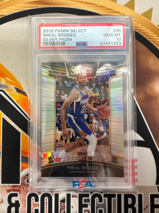 2018 Panini Select NBA Mikal Bridges Rookie Silver Prizm PSA 10