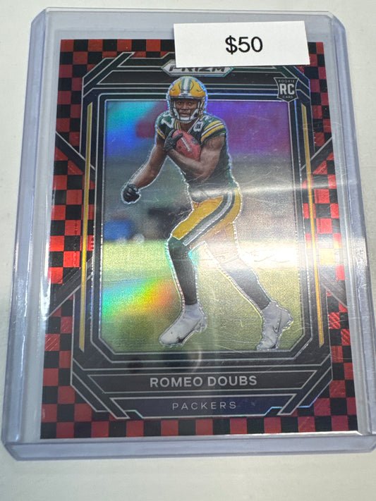 2022 Prizm Romeo Doubs black and red checkerboard