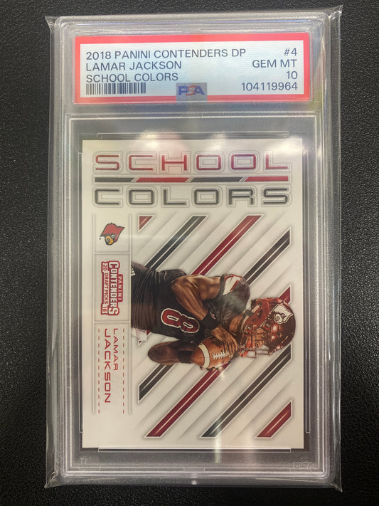 2018 Panini Contenders Draft Picks Lamar Jackson School Colors PSA 10