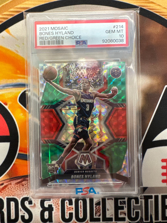 2021 Panini Mosaic NBA Bones Hyland Rookie Red/Green Choice PSA 10