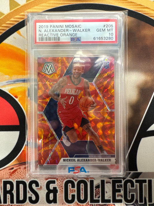 2019 Panini Mosaic NBA Nickeil Alexander-Walker Reactive Orange Rookie PSA 10