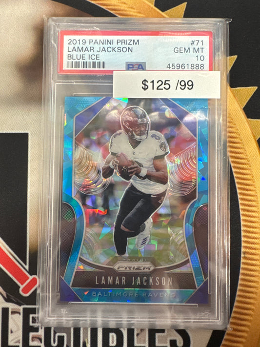 2019 Panini Prizm Lamar Jackson Blue Ice /99 PSA 10