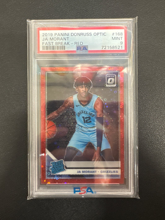 2019 Panini Donruss Optic NBA Ja Morant Rated Rookie Fast Break Red /85 PSA 9