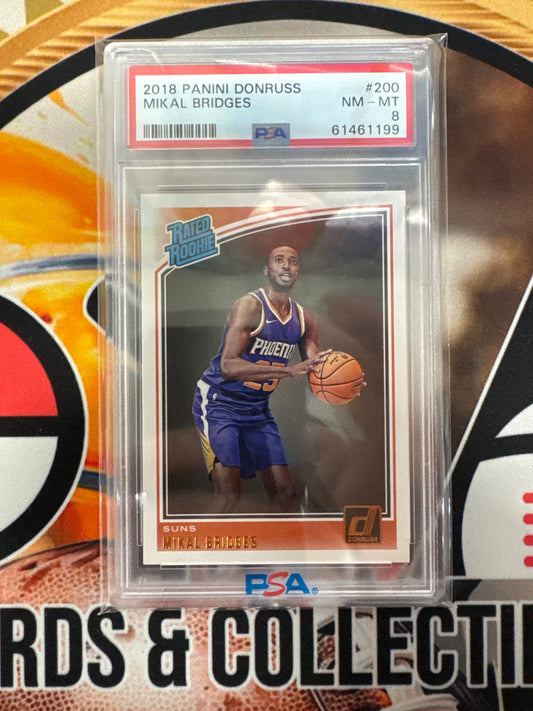 2018 Panini Donruss NBA Mikal Bridges Rated Rookie PSA 8