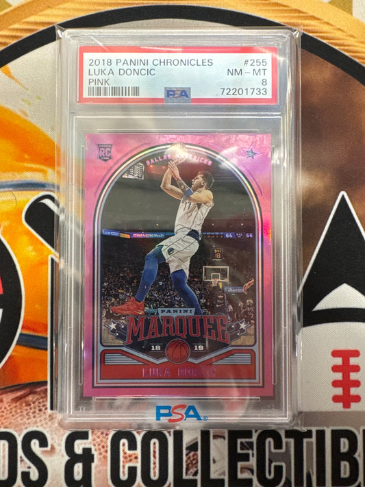 2018 Panini Chronicles NBA Luka Doncic Rookie Oink Marquee PSA 8