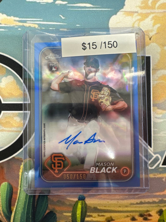 2024 Topps Chrome MLB Mason Black Rookie Blue Refractor Autograph /175