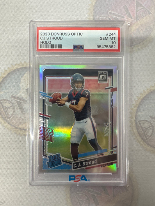 2023 Panini Donruss Optic NFL CJ Stroud Rated Rookie Holo PSA 10