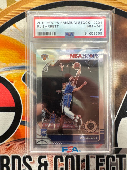 2019 Panini Hoops Premium Stock RJ Barrett Rookie PSA 8