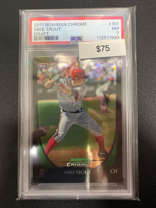 2011 Bowman Chrome Mike Trout Draft Rookie PSA 7