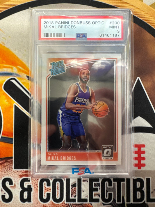 2018 Panini Donruss Optic NBA Mikal Bridges Rated Rookie PSA 9