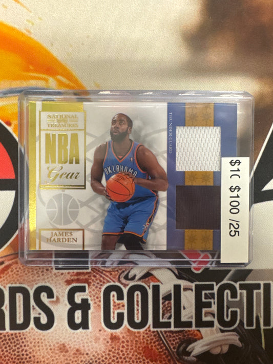 2010 Panini NBA National Treasures James Harden NBA Gear Dual Patch /25