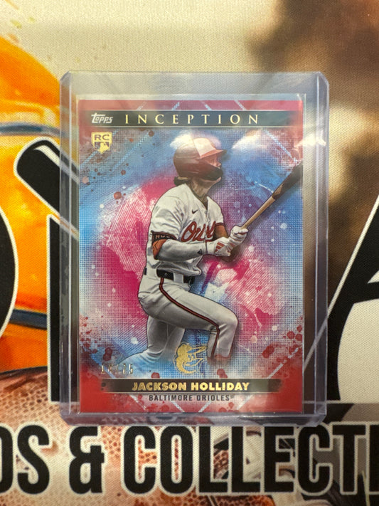 2024 Topps Inception MLB Jackson Holliday Rookie Red/Blue Refractor /75
