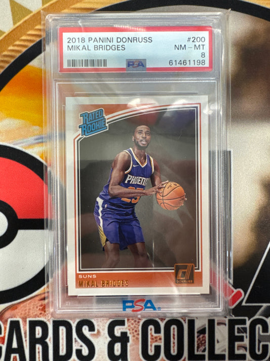 2018 Panini Donruss NBA Mikal Bridges Rated Rookie PSA 8