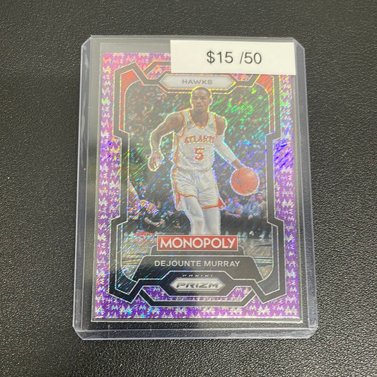 2023-24 NBA Prizm Monopoly Dejounte Murray Purple Millionaire Shimmer /50
