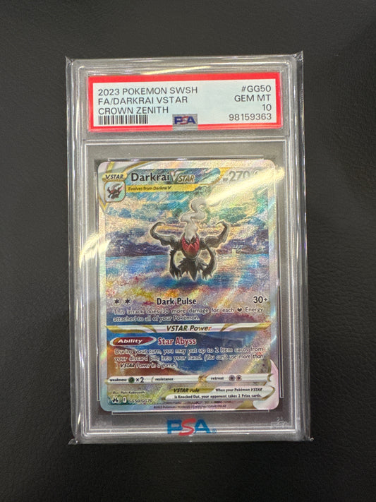 2023 Pokemon SWSH Full Art Darkrai Vstar Crown Zenith GG50/GG70 PSA 10