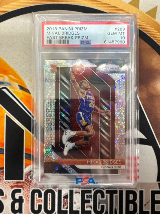 2018 Panini Prizm NBA Mikal Bridges Rookie Fast Break Prizm PSA 10