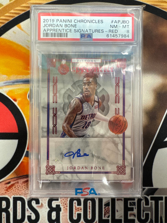 2019 Panini Chronicles NBA Jordan Bone Apprentice Signatures Red PSA 8
