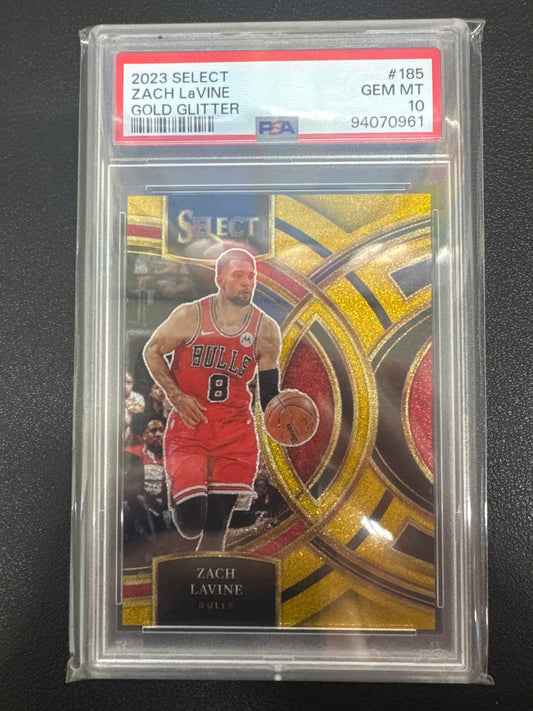 2023 Panini Select NBA Zach Lavine Gold Glitter PSA 10