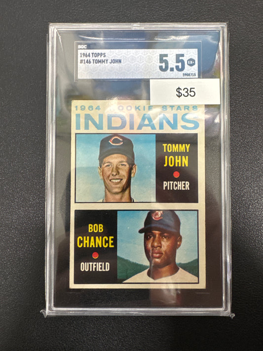 1964 Topps MLB 1964 Rookie Stars Tommy John & Bob Chance SGC 5.5