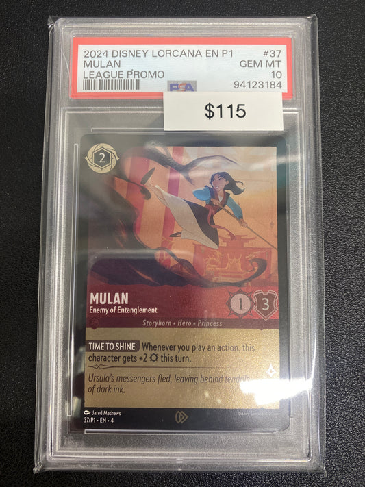 Disney Lorcana P1 League Promo Mulan PSA 10