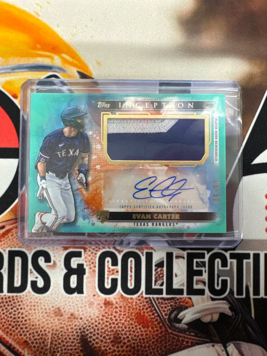 2024 Topps Inception MLB Evan Carter Rookie Patch Auto Teal /50