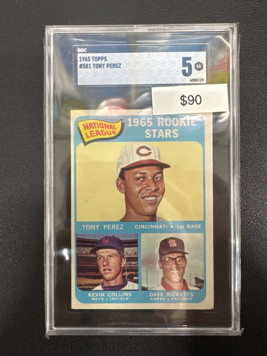 1965 Topps MLB 1965 Rookie Stars Tony Perez, Kevin Collins, Dave Ricketts SGC 5
