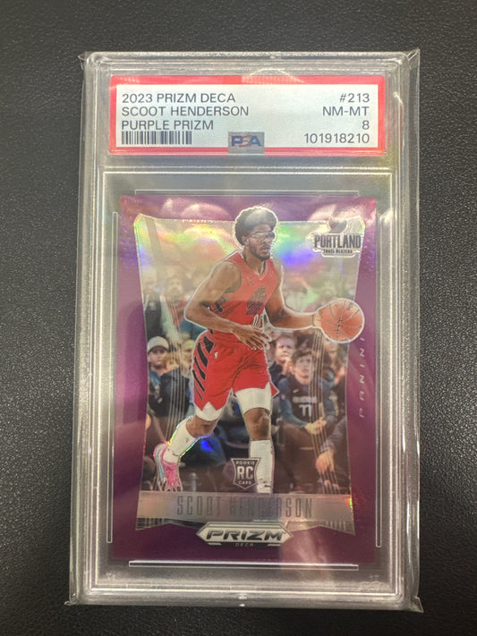 2023 Panini Prizm Deca NBA Scoot Henderson Rookie Purple Prizm /99 PSA 8