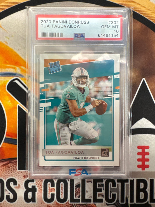 2020 Panini Donruss NFL Tua Tagovailoa Rated Rookie PSA 10
