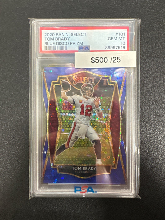2020 Panini Select NFL Tom Brady Blue Disco Prizm /25 PSA 10