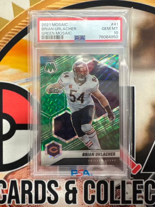 2021 Panini Mosaic NFL Brian Urlacher Green Mosaic PSA 10