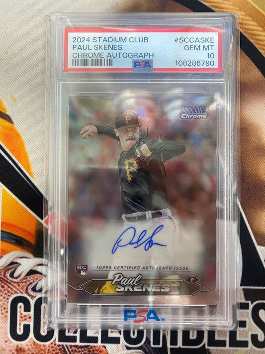 2024 Topps Stadium Club Chrome Paul Skenes Rookie Chrome Autograph PSA 10