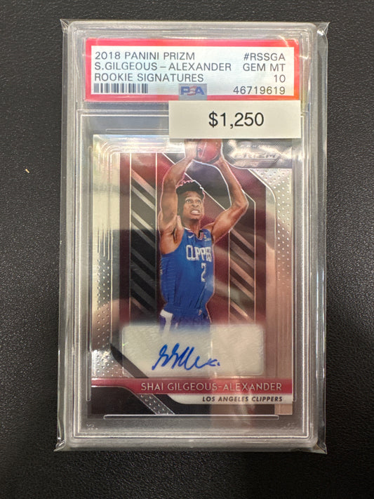2018 Panini Prizm Shai Gilgeous-Alexander Rookie Autograph PSA 10