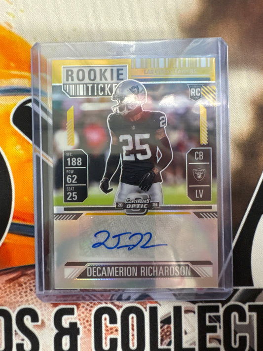 2024 Panini Contenders Optic NFL Decamerion Richardson Rookie Ticket Auto Gold /10