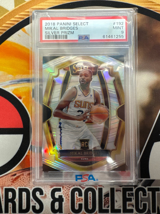 2018 Panini Select NBA Mikal Bridges Rookie Silver Prizm PSA 9