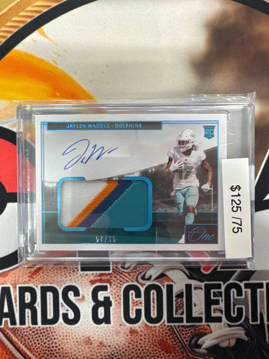 2021 Panini One Football Jaylen Waddle Rookie Patch Autograph /75