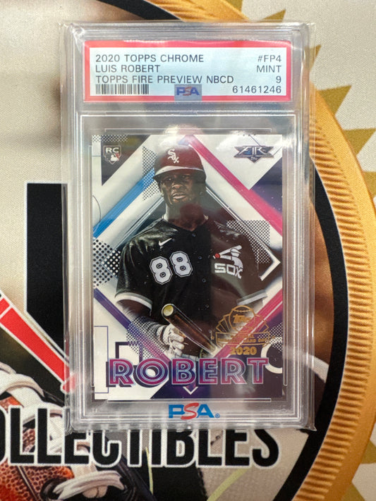 2020 Topps Chrome Luis Robert Rookie Topps Fire Preview National Baseball Card Dat PSA 9