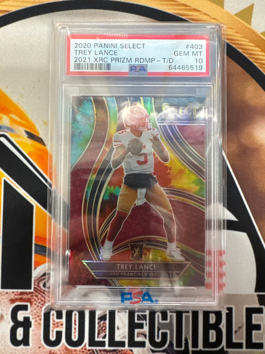 2020 Panini Select NFL Trey Lance 2021 XRC Rookie Prizm Tie-Dye Redemption /25 PSA 10