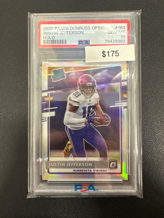 2020 Panini Donruss Optic NFL Justin Jefferson Rated Rookie Holo PSA 10
