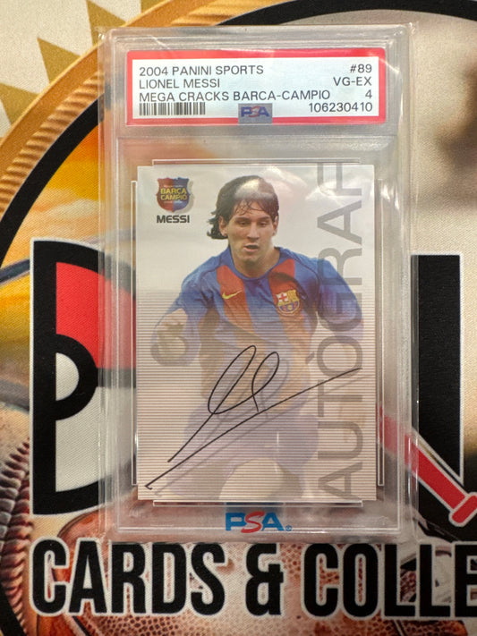2004 Panini Sports Lionel Messi Mega Cracks Barca-Campio Rookie PSA 4