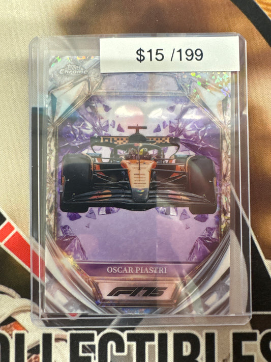 2025 Topps Chrome Formula 1 Pacar Piastri Diamond 75th Anniversary Purple Refractor /199