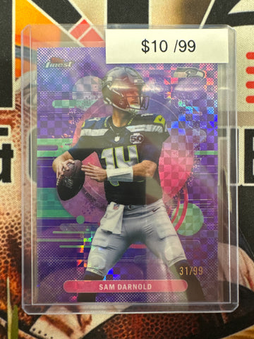 2025 Topps Finest NFL Sam Darnold Uncommon Purple XFractor /99