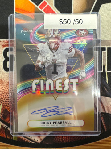 2025 Topps Finest NFL Ricky Pearsall Finest Autographs Gold Refractor /50