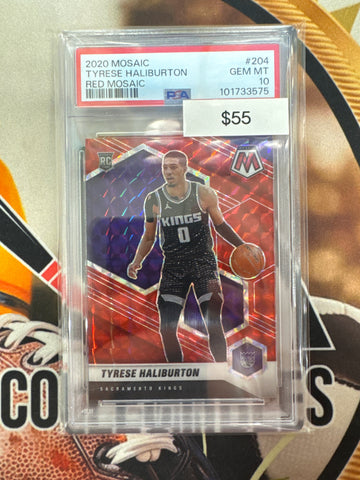2020 Panini Mosaic NBA Tyrese Haliburton Rookie Red Mosaic PSA 10