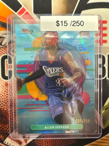 2025 Topps Finest Basketball Allen Iverson Uncommon Aqua Refractor /250