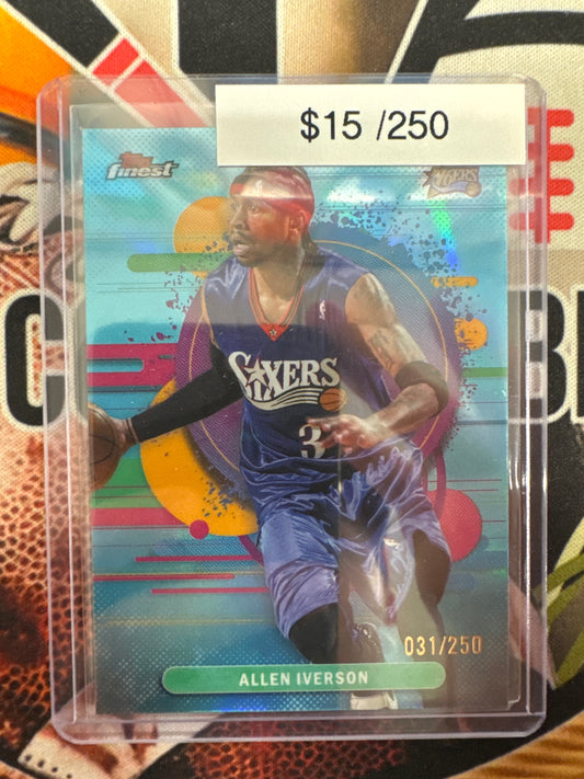 2025 Topps Finest Basketball Allen Iverson Uncommon Aqua Refractor /250
