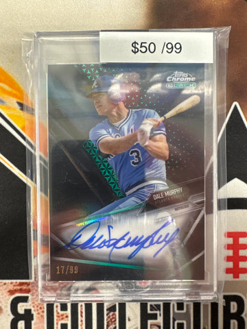 2021 Topps Chrome Black MLB Dale Murphy Base Autograph Aqua Refractor /99