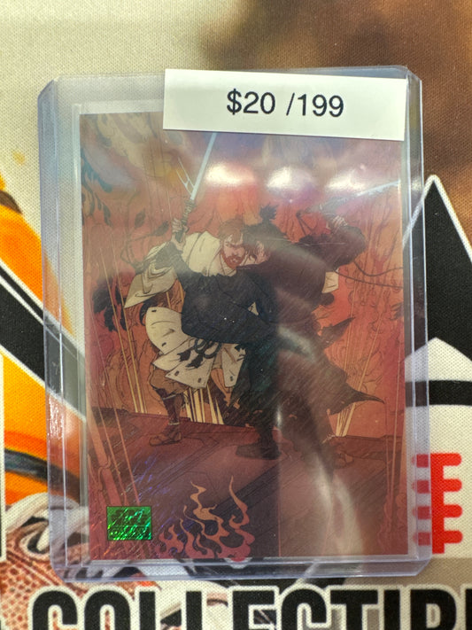 2025 Topps Star Wars Galaxy A Heated Confrontation Green Shimmer Refractor /199
