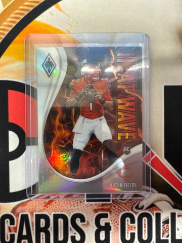 2021 Panini Phoenix NFL Justin Fields Rookie Heat Wave Silver Prizm